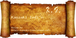Kaszaki Iván névjegykártya